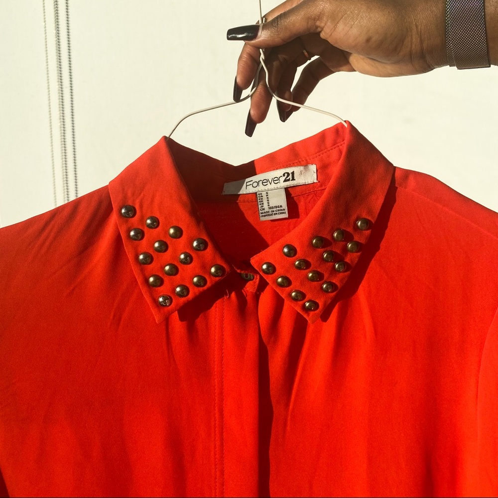 Bright scarlet button-down